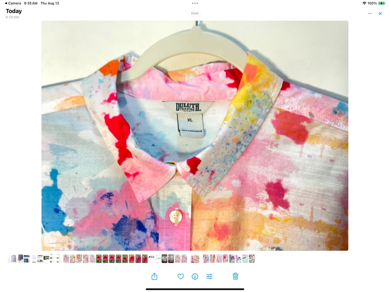 DULUTH TRADING Shirt Women’s XL Tie Dyed Pastel Long Sleeve Cotton Blouse NWOTs