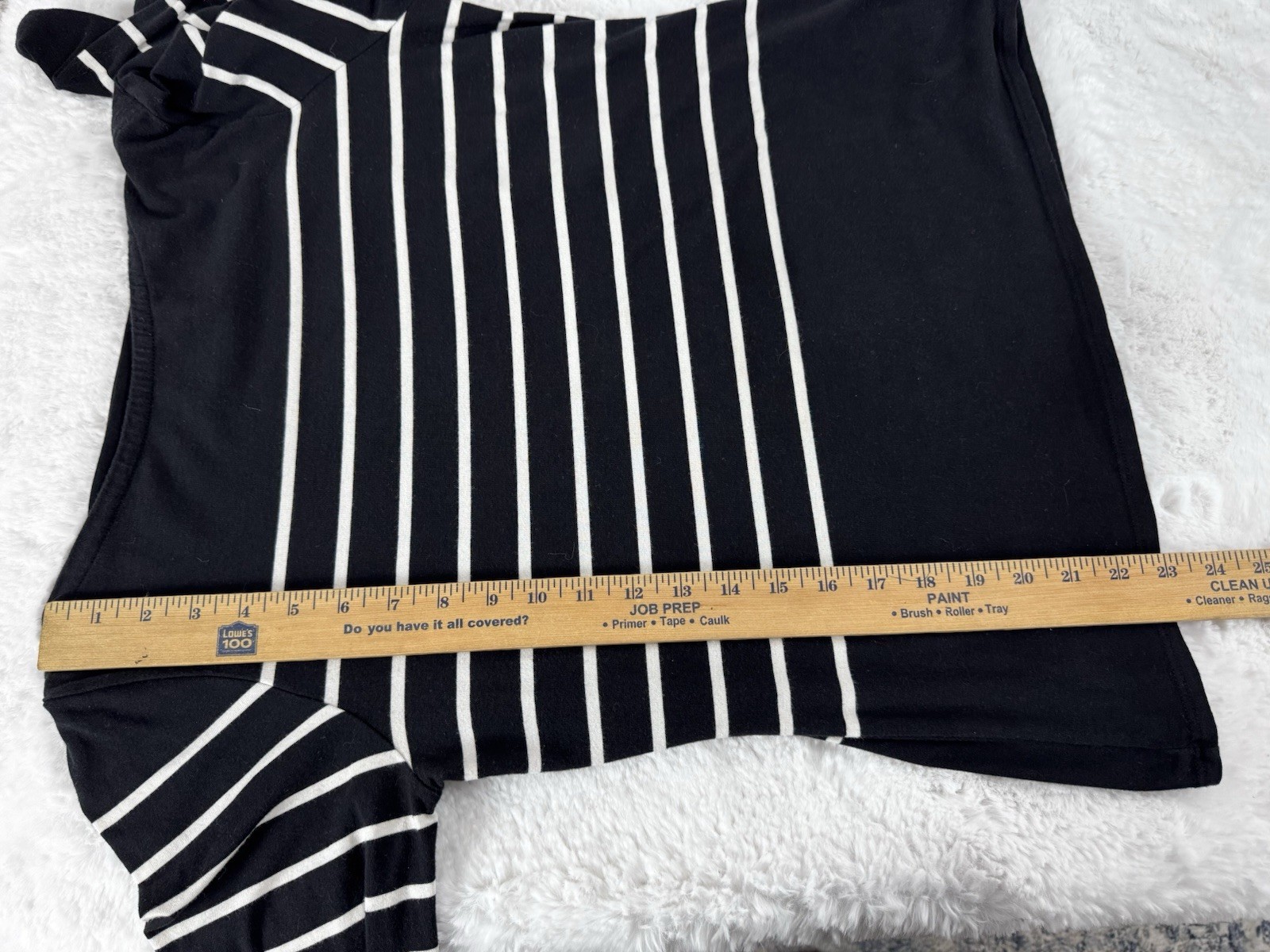 Joie Pima Cotton Modal Soft Stretch Knit Tee Top Black Ivory Stripes Size Large