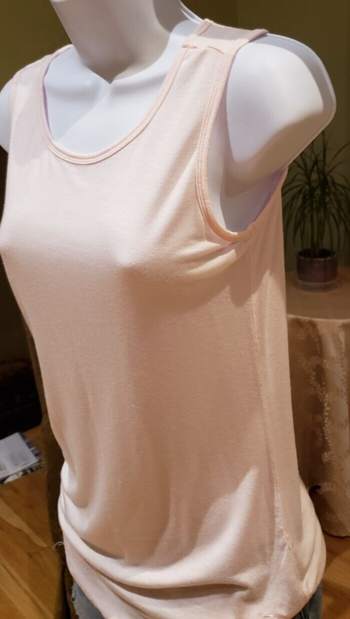 THE LINE Stretch Cotton Blend Sleeveless Tank, Pale Pink, Large