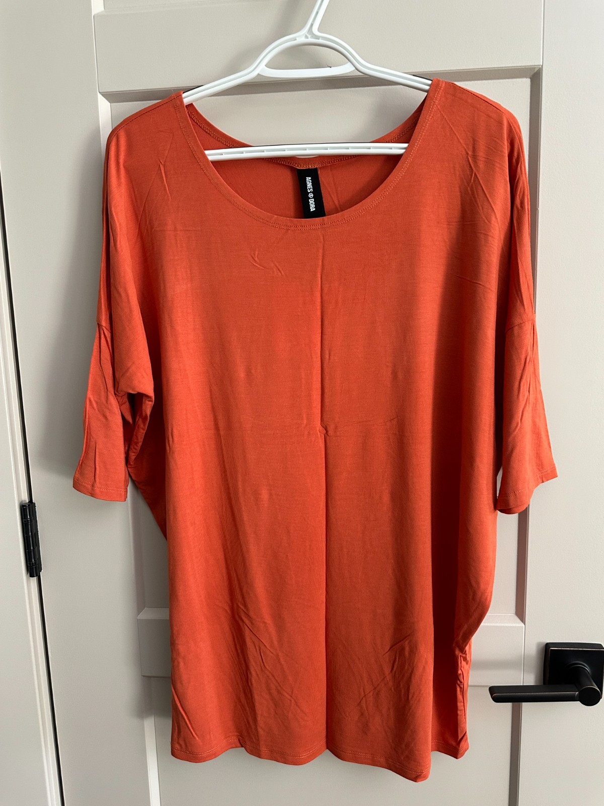 Agnes & Dora Dolman Tunic Papaya Rust Orange Scoop Neck Medium M NWT Women