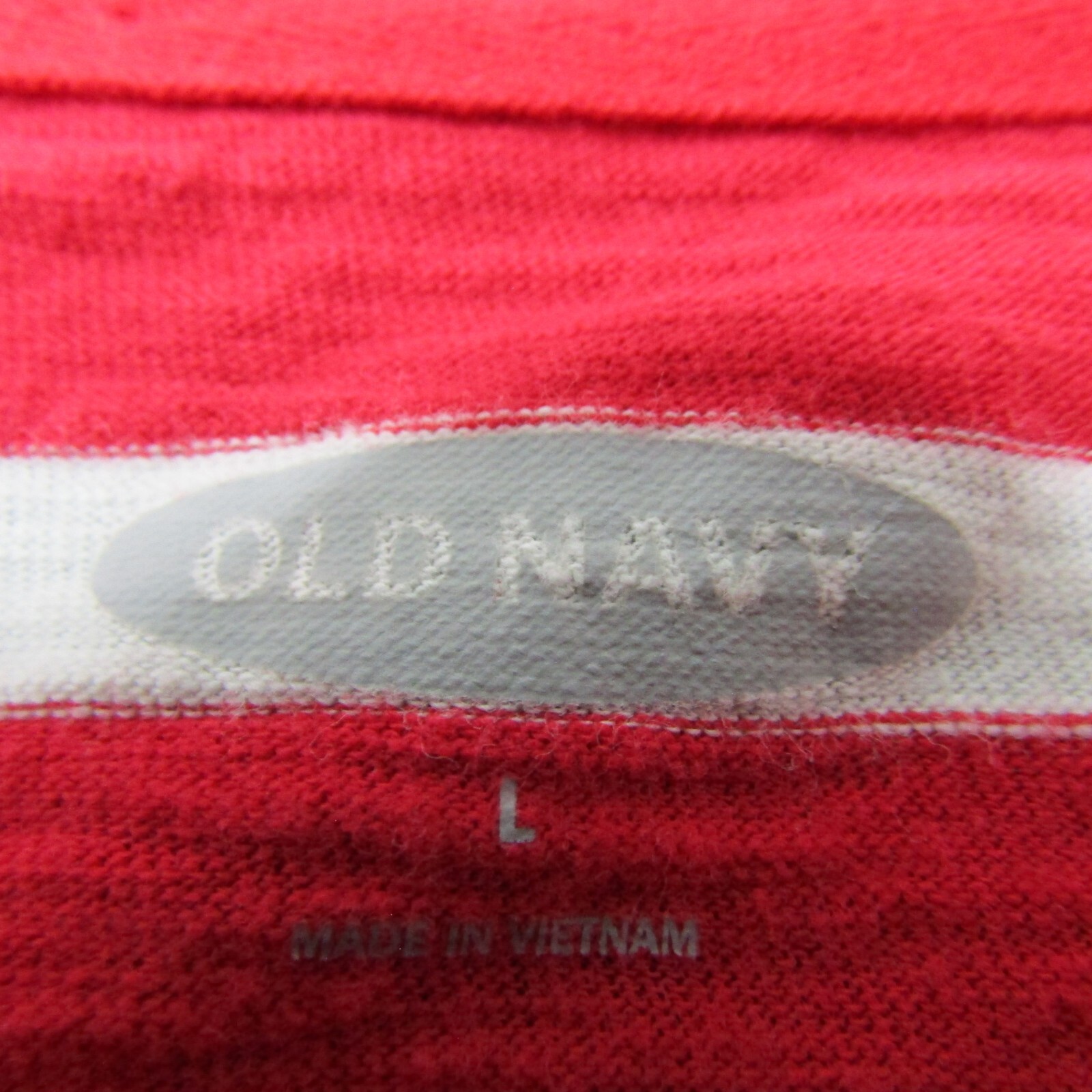 Old Navy Red White Striped Cotton Boat Neck 3/4 Sleev Blouse Top Shirt Women’s L