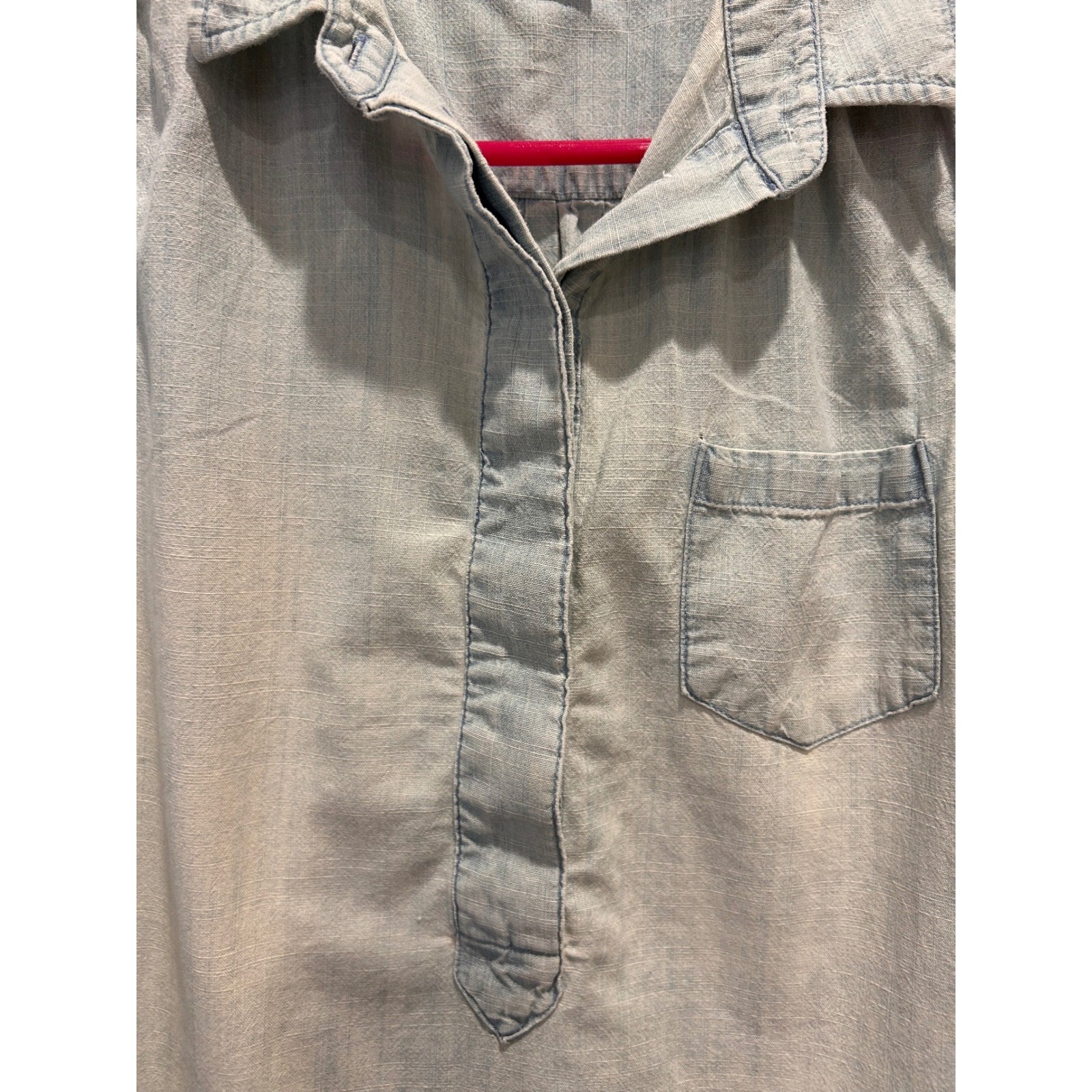 J.Crew Womens Sleeveless Chambray Popover Shirt Light Wash Blue Cotton 14 Denim