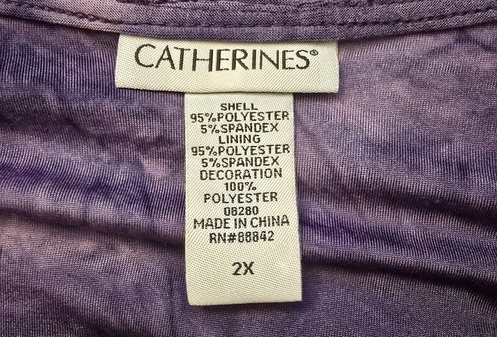 Catherines Purple One Piece Stretchy Blouse Top Size 2X