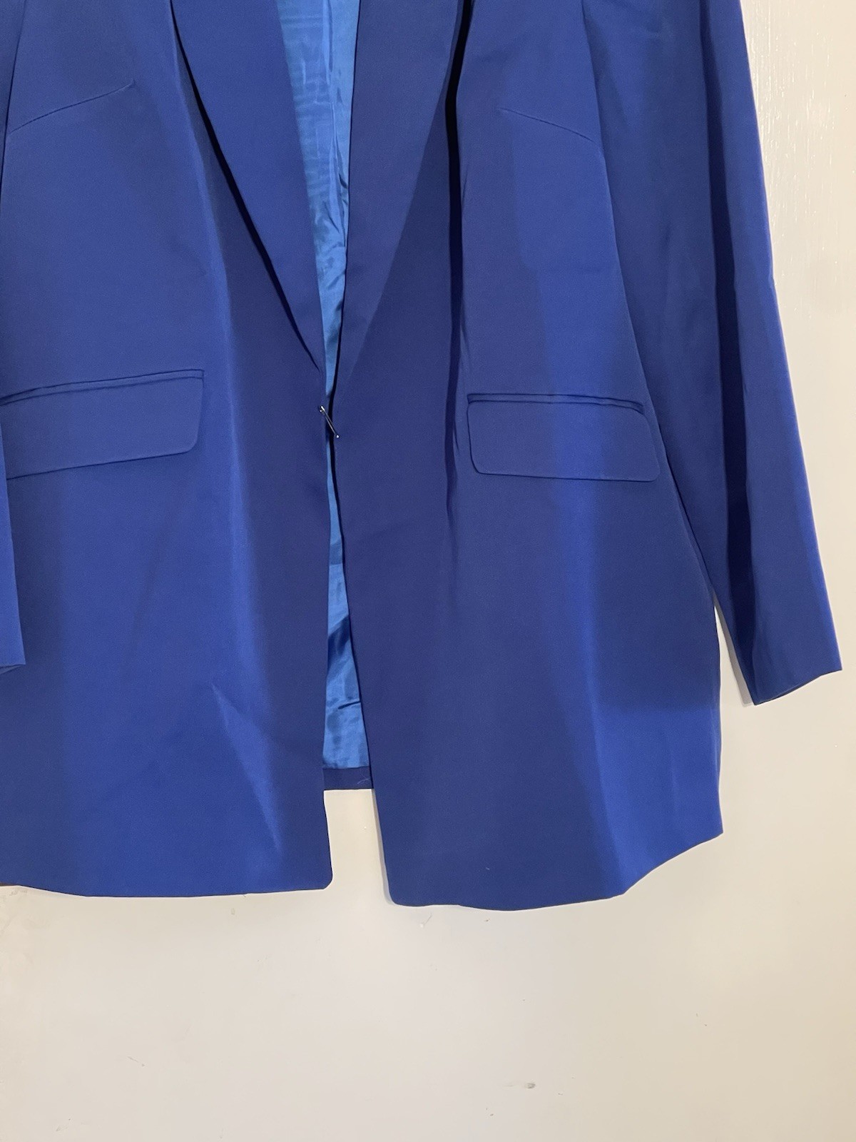 YOURS PLUS SIZE None Button Long Sleeve Casual Blazer Blue Women’s U.K-24”