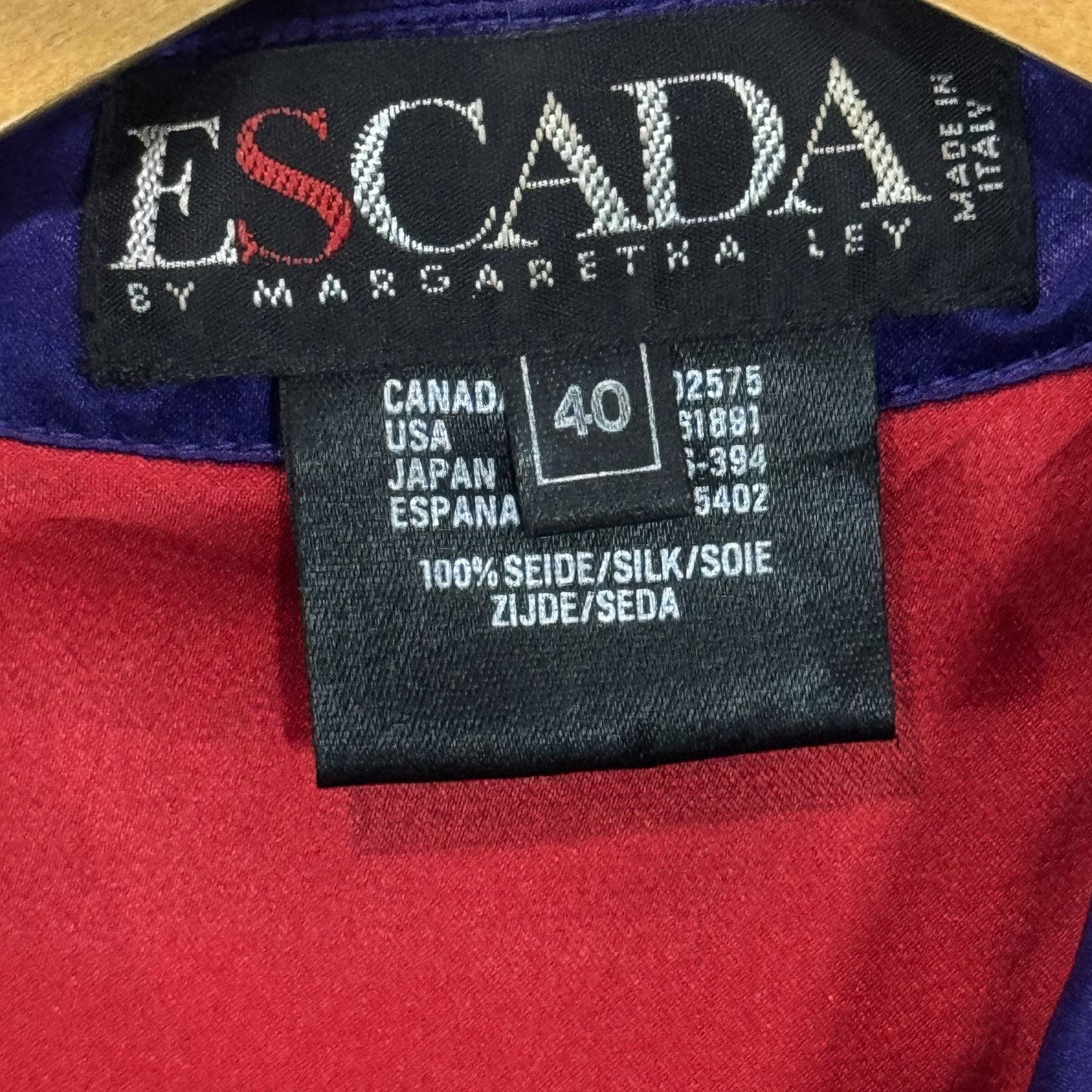 Escada by Margaretha Ley Silk Blouse Women EU 40 Black Abstract 90’s Luxury VTG