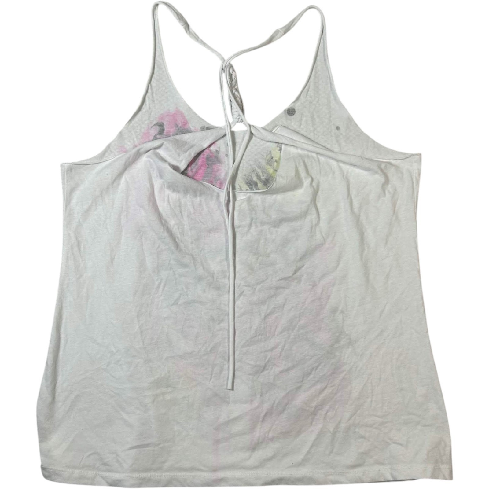 Y2K Hybrid Apparel White Tank Rose Racerback Women’s XL Skater Indie Sleaze