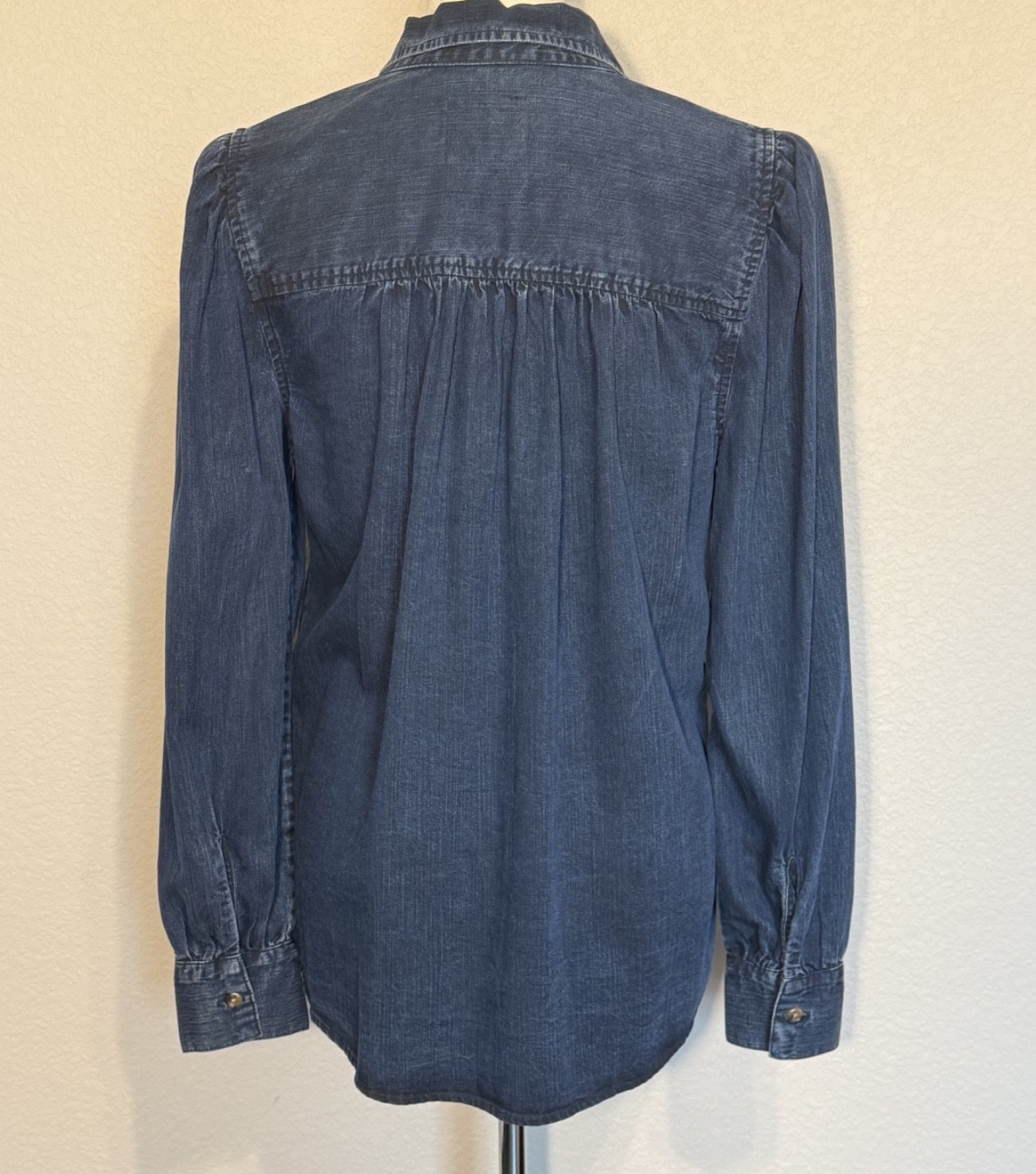 Rails Small Women’s Dark Denim Wash 100% Lyocell Angelica Puff Sleeve Blouse