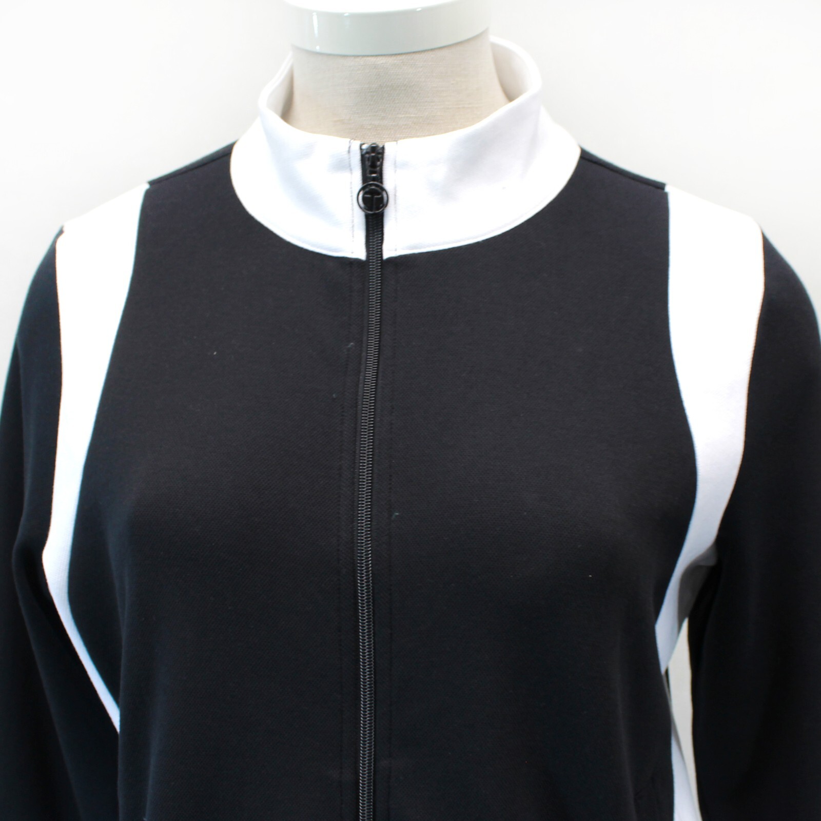 Talbots Plus Black/White Zip Front Sweatshirt Jacket Cardigan 1X
