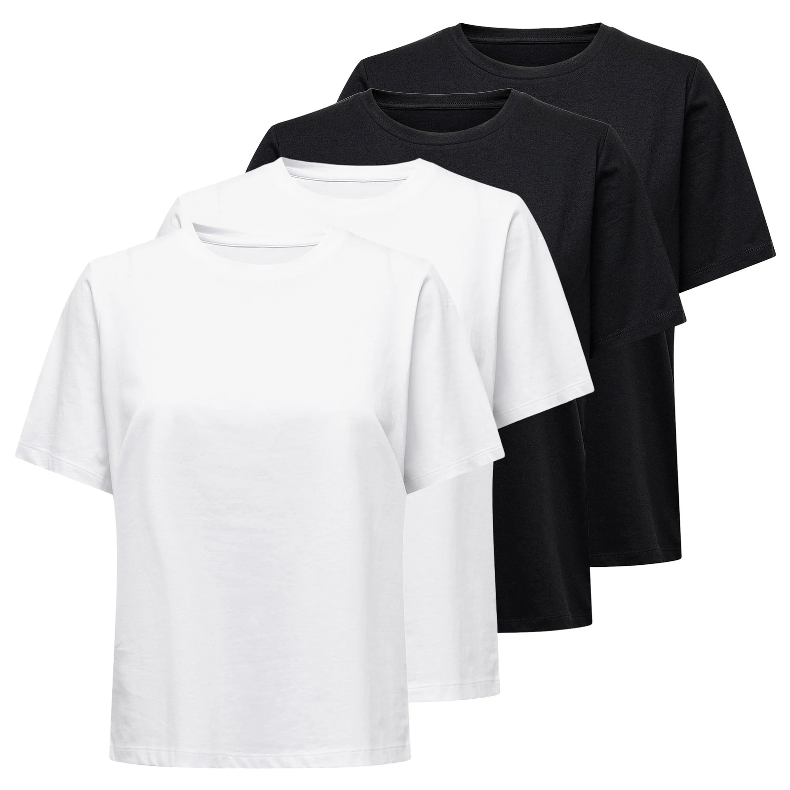 ONLY Women’s T-Shirt 4 Pack – ONLY TEE, Crew Neck, Cotton, Solid Color