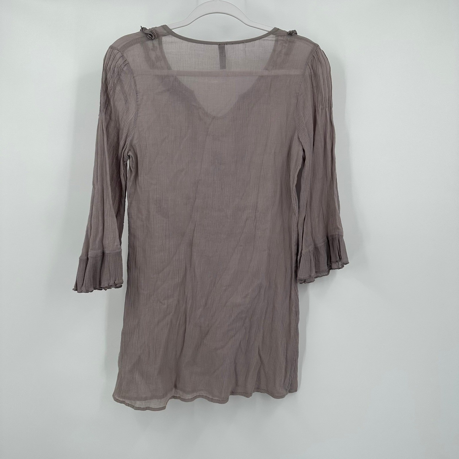 Sacred Threads Womens Boho Embroidered Sheer Tunic Size S Romantic Festival