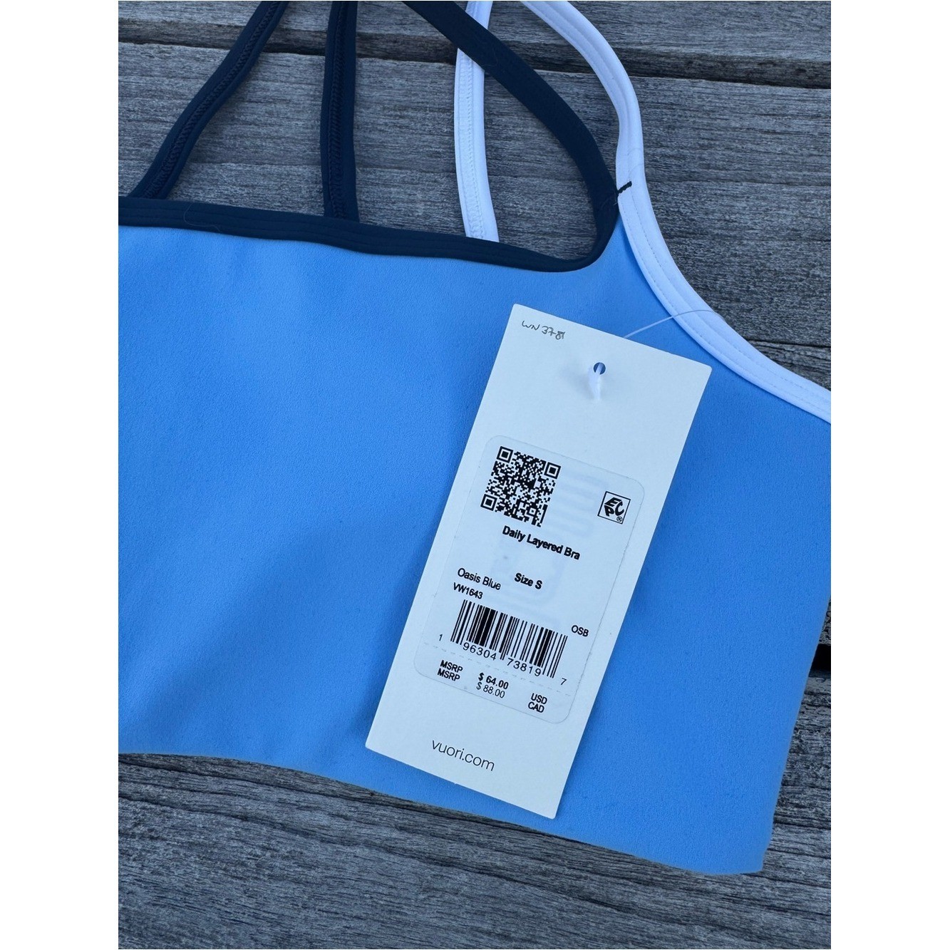 VUORI Daily Layered Bra Oasis Blue Women’s Size Small NWT 💙