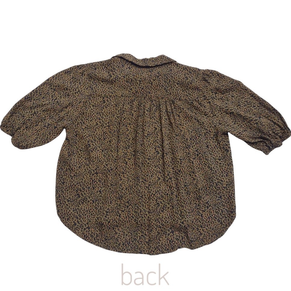 FREE PEOPLE Celia Leopard Print Blouse Size S Tie Front Casual Loose Streetwear