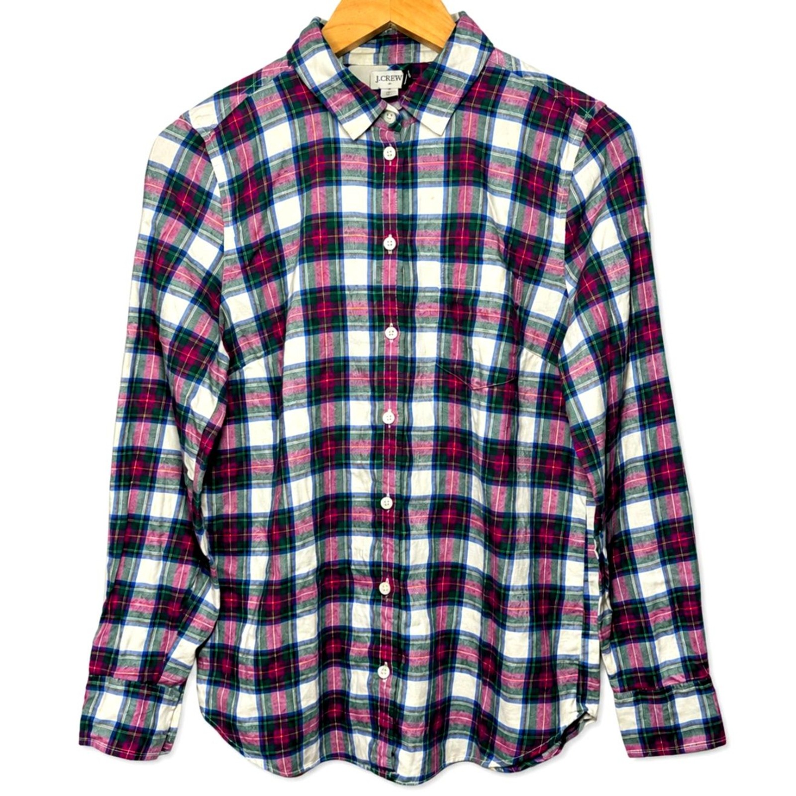 NWT J.Crew Plaid Button Up Shirt Small Cotton Tartan Long Sleeve Preppy