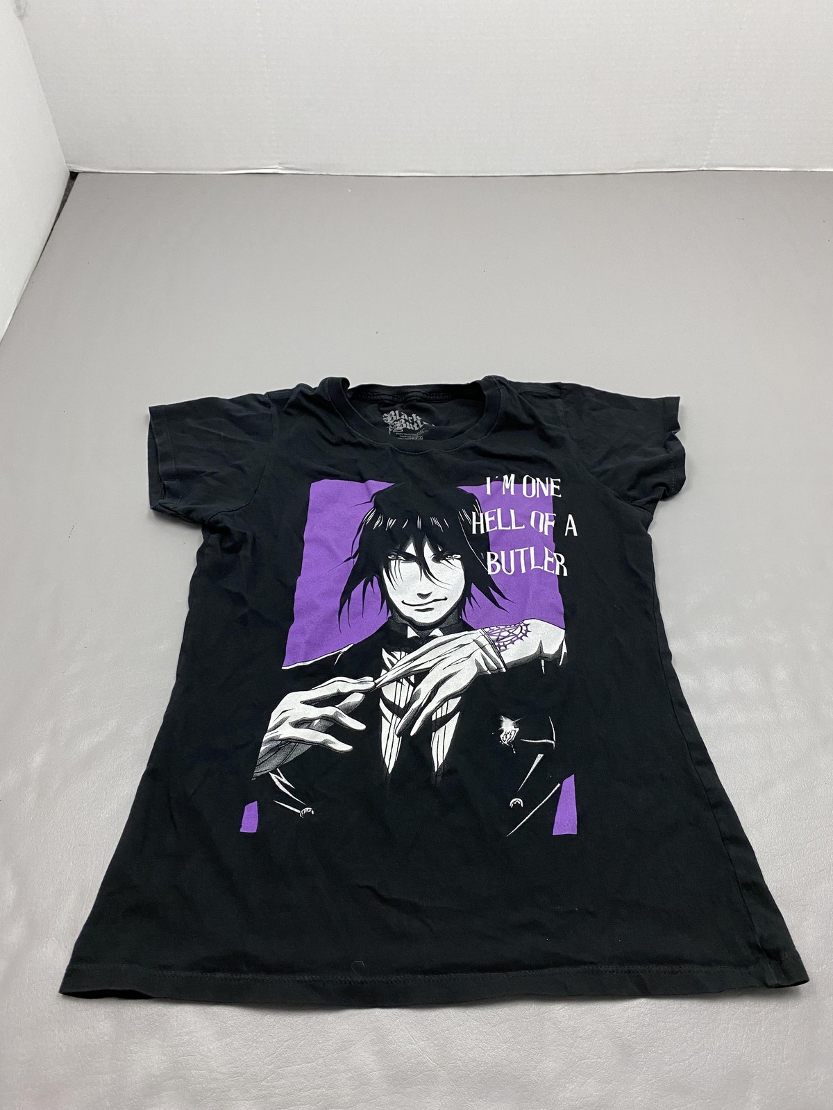 BLACK BUTLER Shirt Womens L Black Graphic Tee Anime Manga Kuroshitsuji