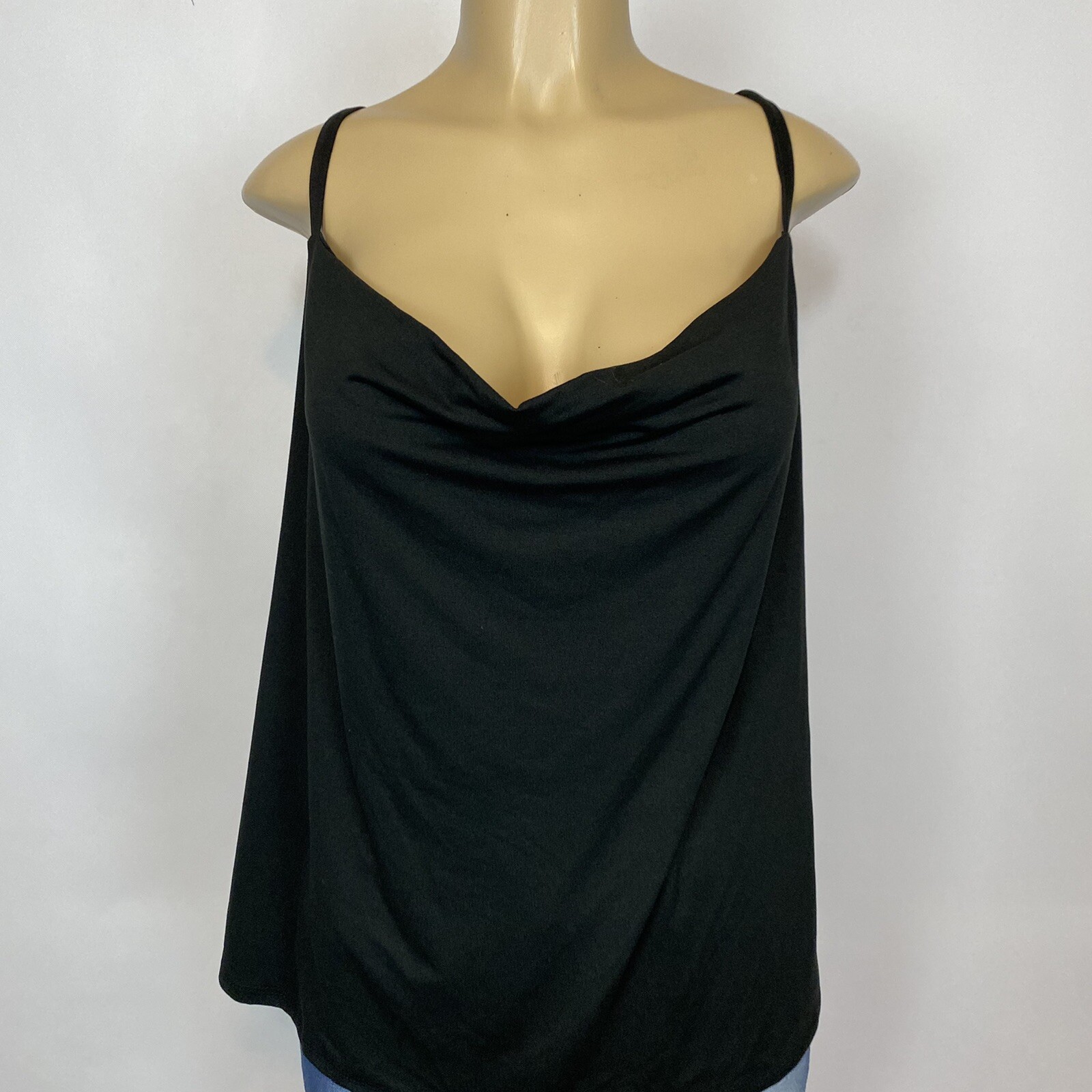 Nine Brittan Black Stretch Adjustable Straps Tank Top Women Plus Size 1X Casual