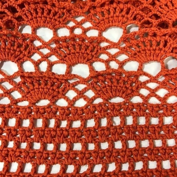 Intrigue Crochet Womens Top M Orange Cotton Acrylic Relaxed Boho Style