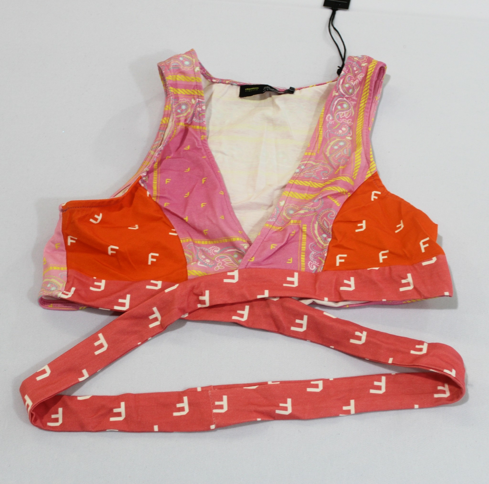 Finesse Women’s Wide Strap Paisley Cassie Sassy Top MC9 Pink Multi Size XL NWT