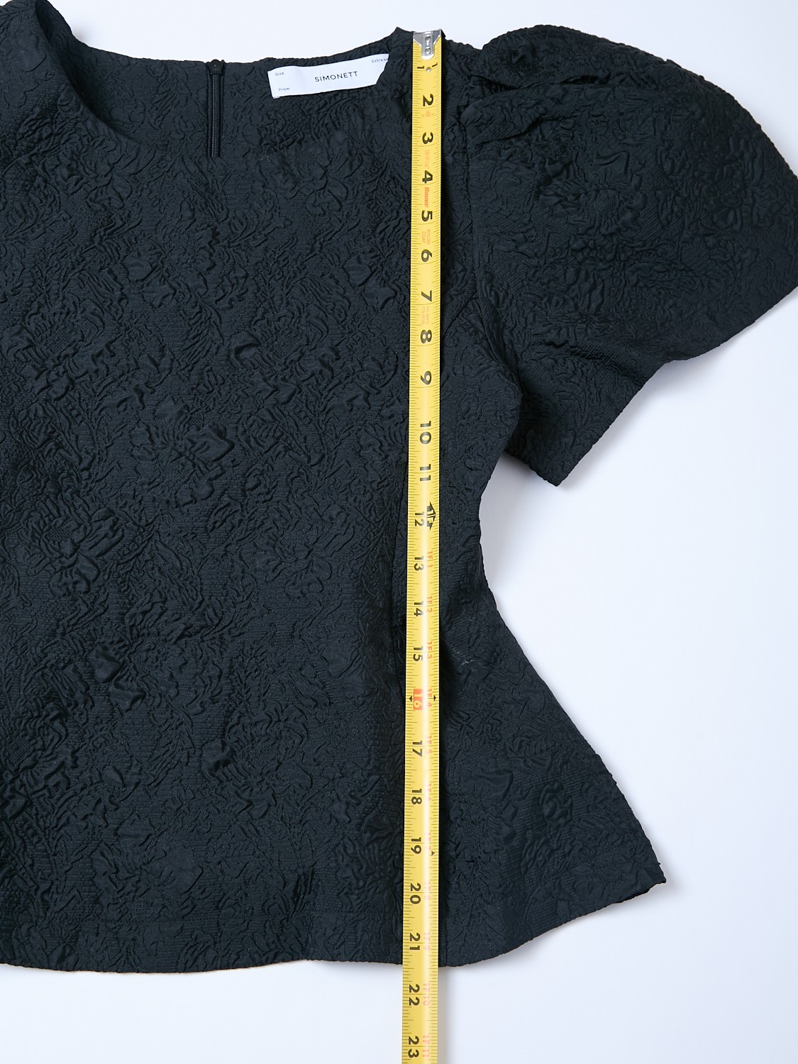 Simonett Puff Sleeve Structural Victorian Textured Japandi Scandi Style XS Top