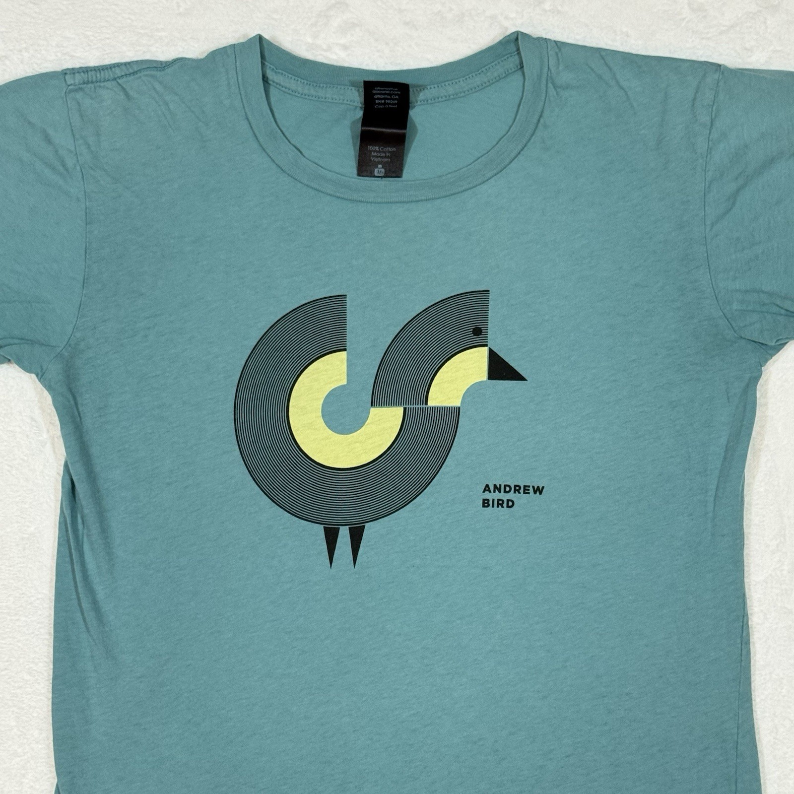 Andrew Bird Med Women’s Geometric Teal Blue Shirt Soft Indie Alternative Apparel