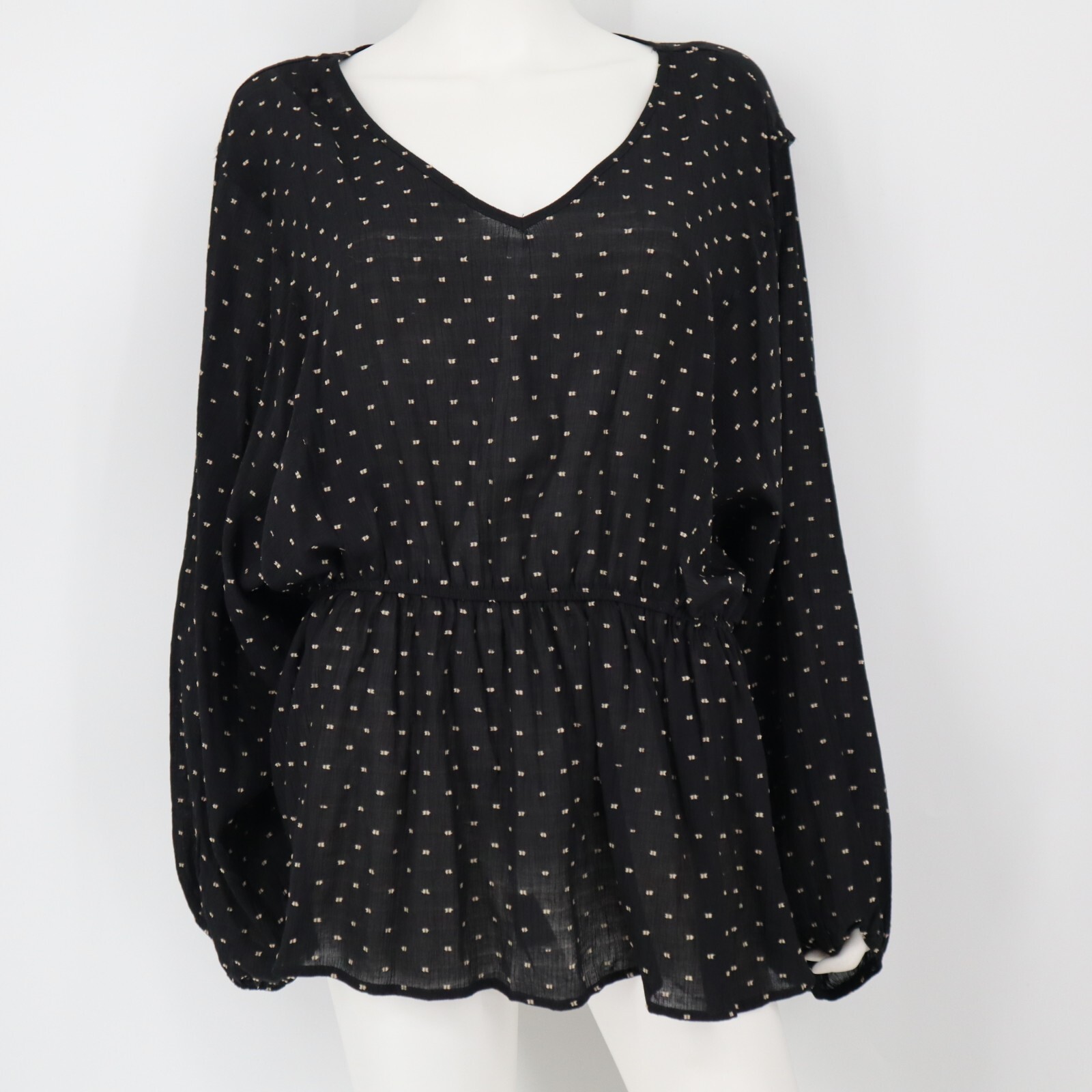 GIGIO PLUS Black Polka Dot Summer Pattern Tunic Top Shirt Blouse Women’s Size XL