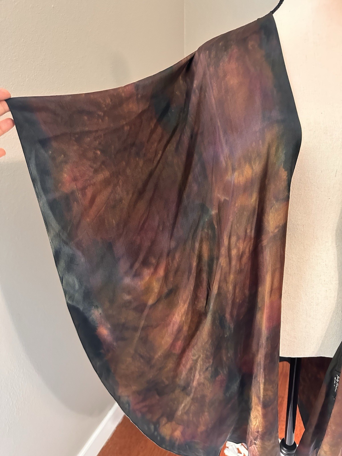 Judy Stinton Silk Open Front Abstract Kimono Cardigan Art Decor Women One Sz
