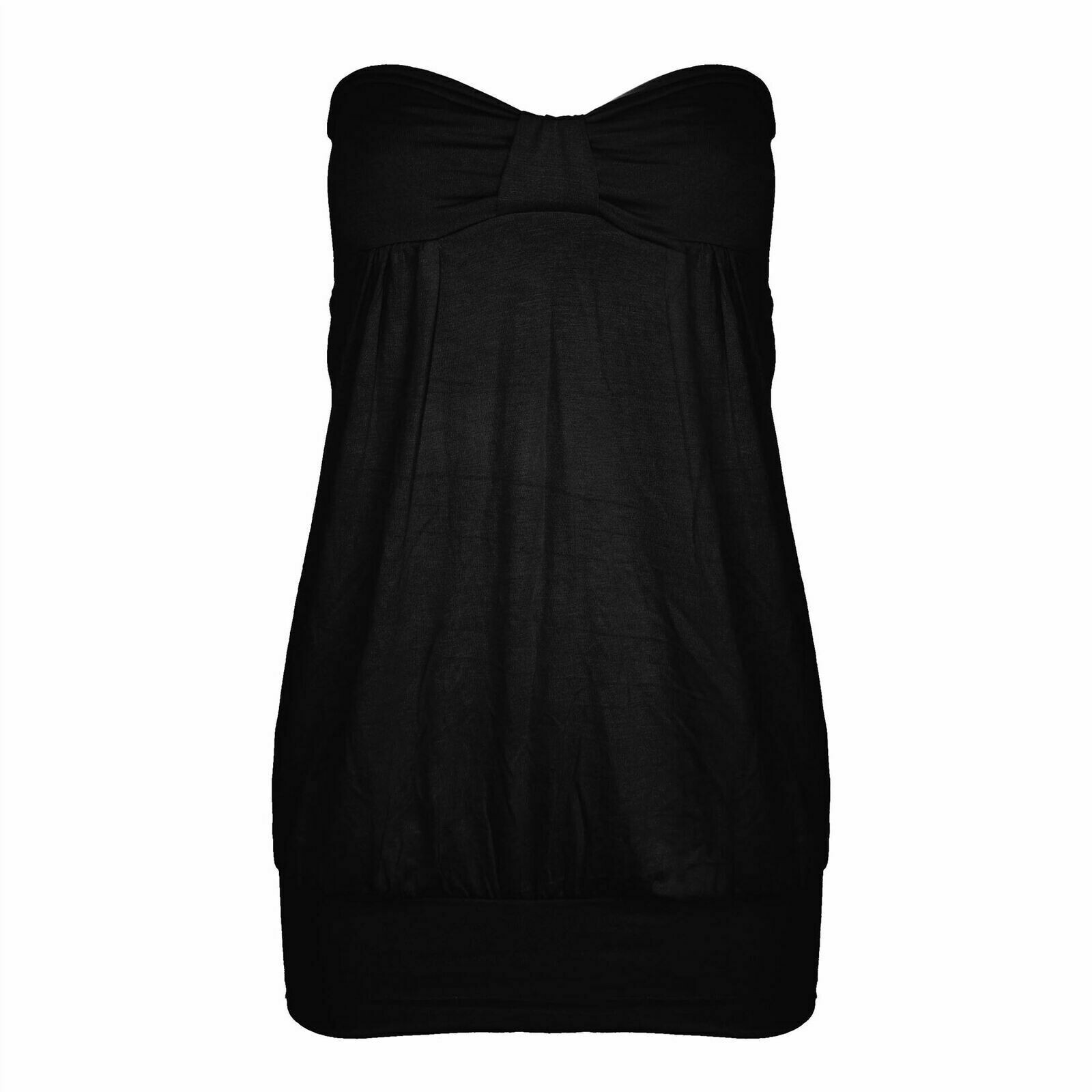 New Ladies Womens Bandeau Boob Tube Knot Strapless Waistband Summer Beach Top