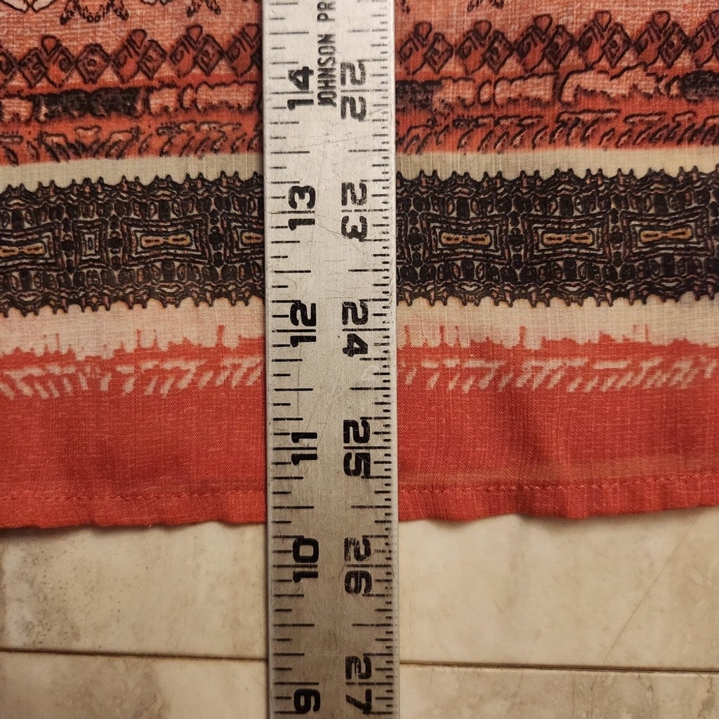 Knox Rose Ethnic Patterned Tunic in Coral Browns Gray Sz: S Oversized Flowy Boho