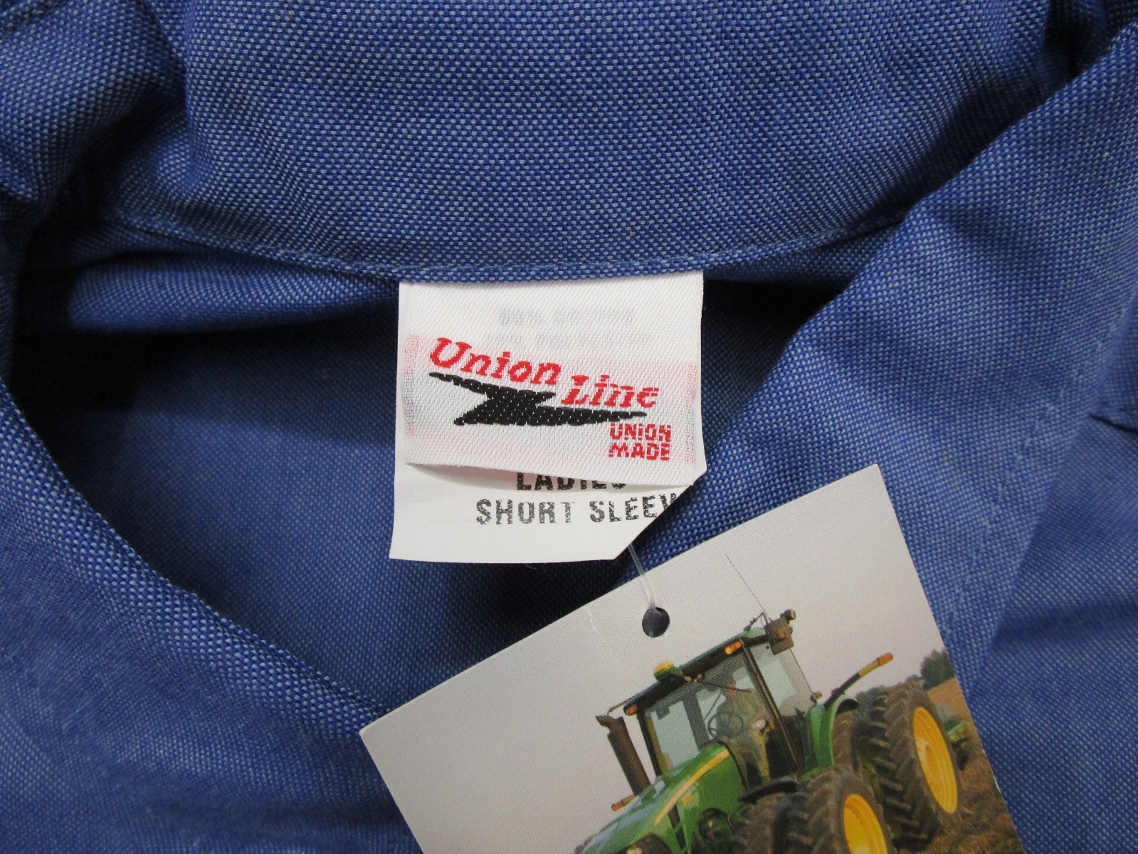 Vintage Union Line John Deere Engine Employee Button Up Shirt Womens Size L NEW