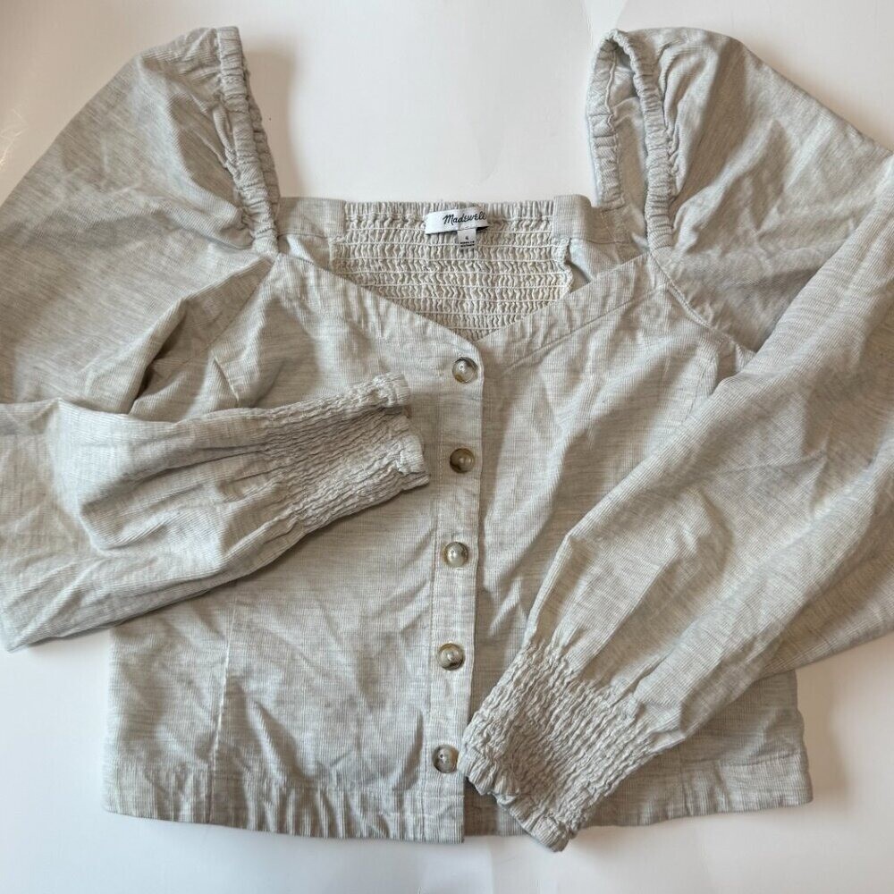 Madewell Corduroy Sweetheart Smocked-Back Top Women’s Size 6