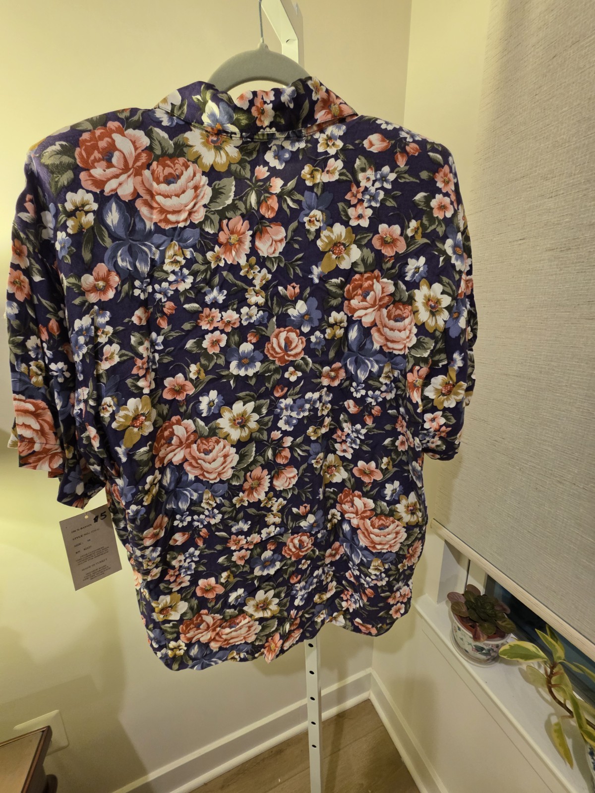 VTG Floral 90s Button Down Rayon Short Sleeve Blouse Deadstock NWT Cottage Camp