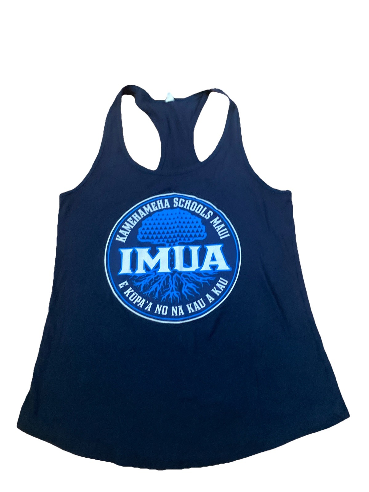 Kamehameha Schools Maui *IMUA* Graphic Blue Razorback Tank Top Woman’s Size XL