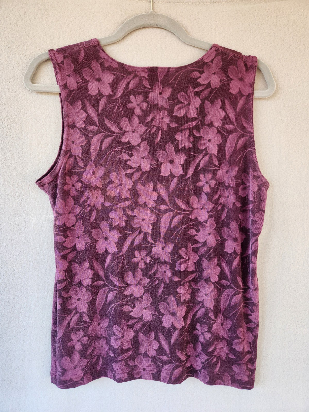 Vintage 90s Frazier Lawrence M Floral Tank Top Women Plum Stretch