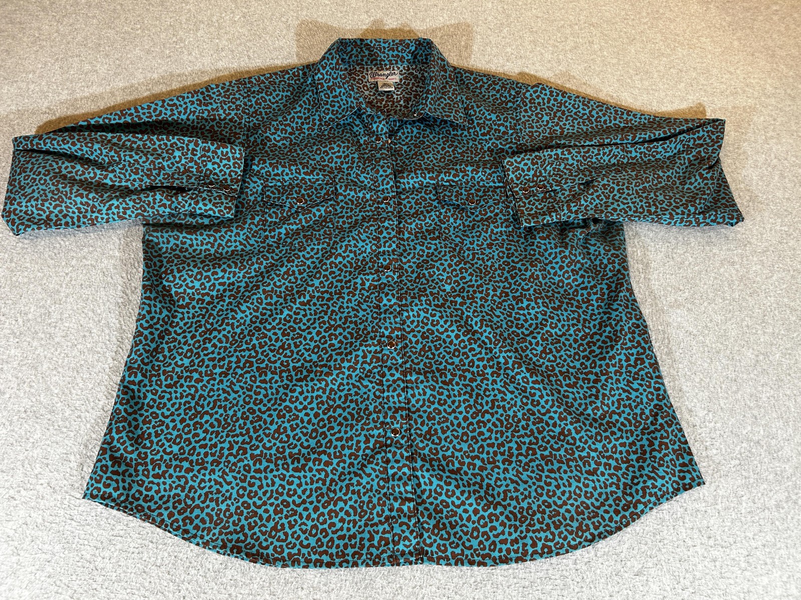 Wrangler Western Shirt Womens 3XL Leopard Print Pearl Snap Long Sleeve Wrancher