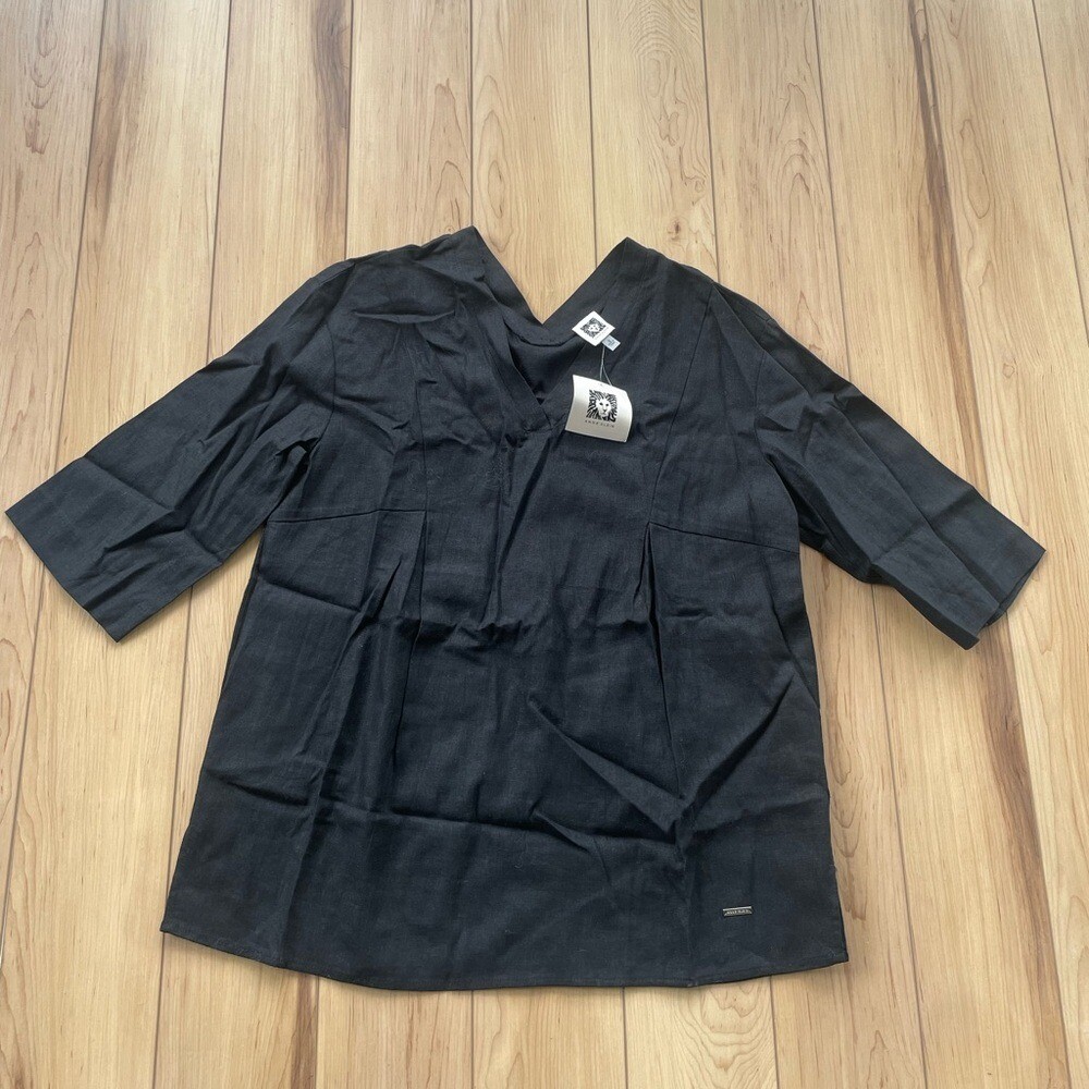 Anne Klein Pleated Blouse Black Small