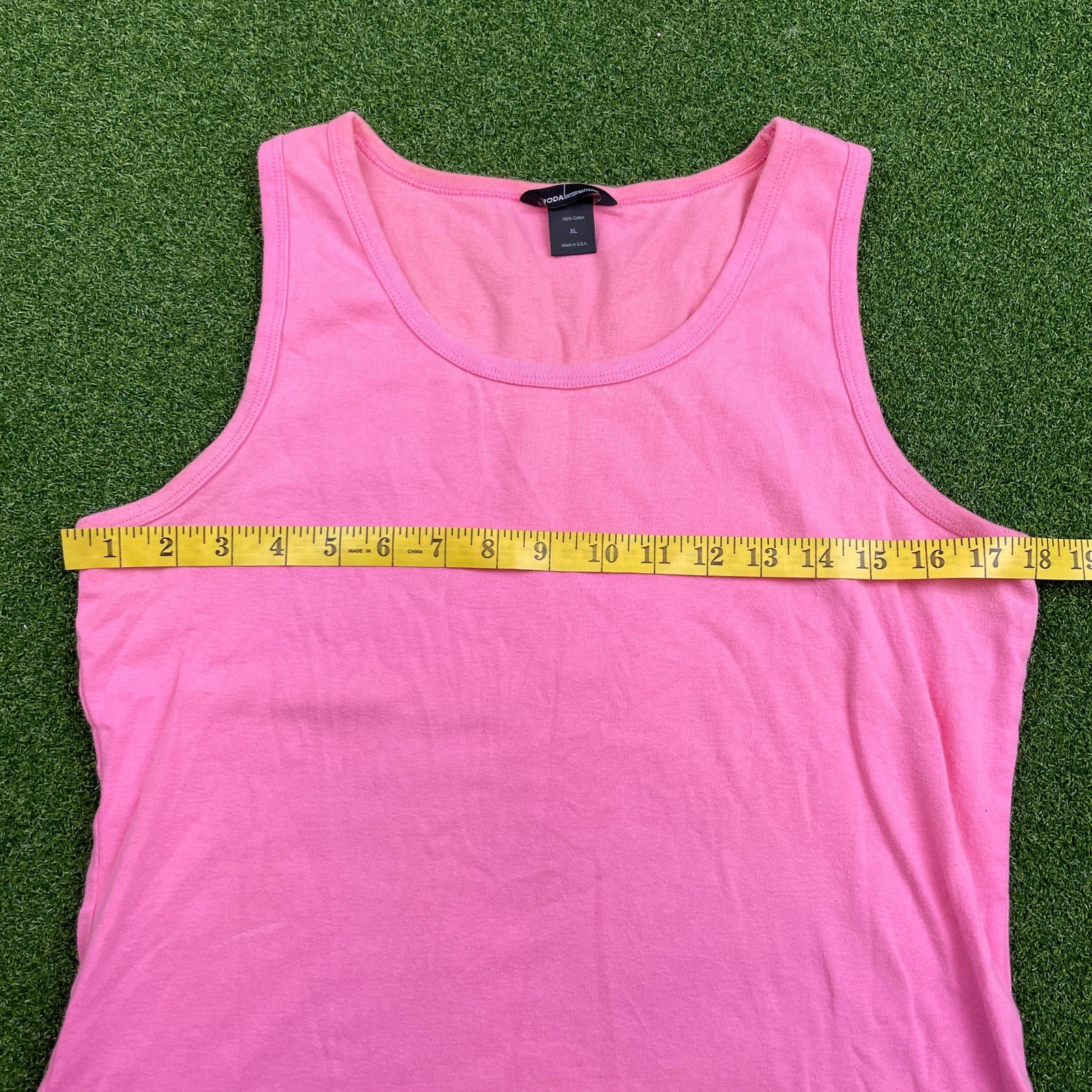 Vintage Y2K Moda International Pink USA Soft Knit Tank Top Sz XL