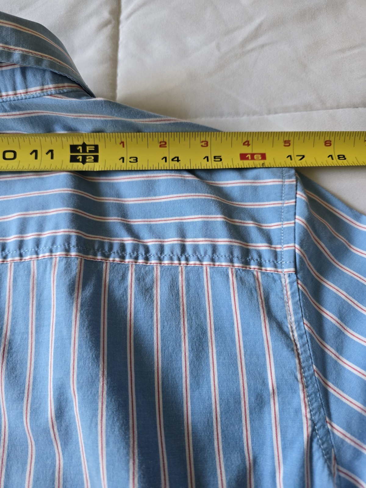 LL Bean Button Down Womens XL Blue/Red Stripe Roll Tab Top Career Casual Preppy