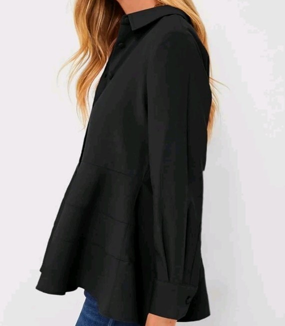Cicy Bell Black Shirt Size S Peplum Tiers Tiered Long Sleeve Top