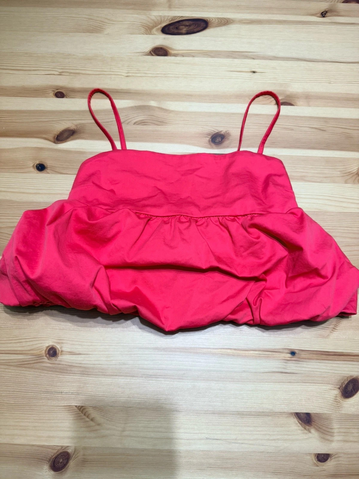 Abound Nordstrom Rack Bubble Peplum Crop Top Pink Red Cami Tank Strappy Women S