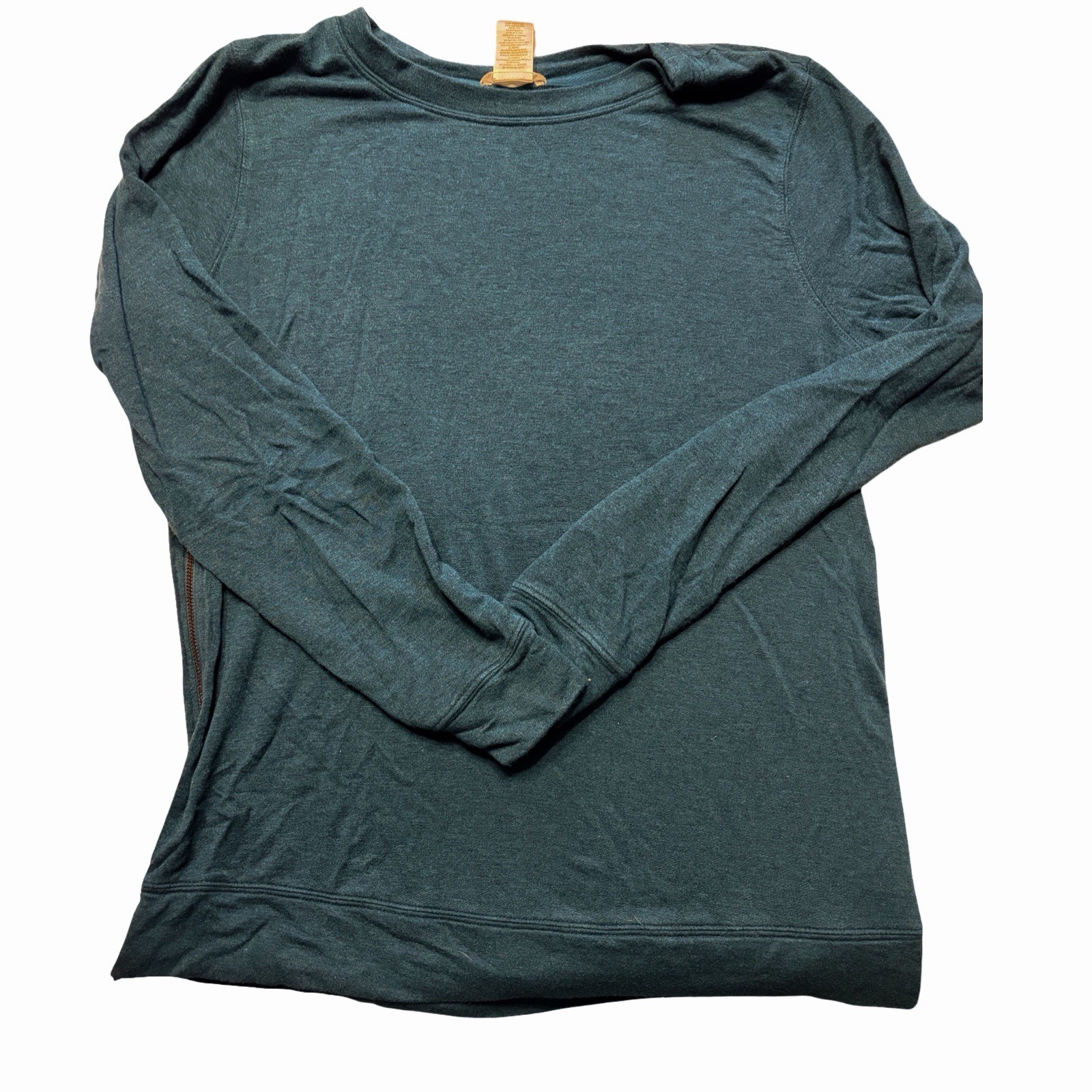 Marty M Side Zippers Buttery Soft Teal Long Sleeve Flowy T Size M/L