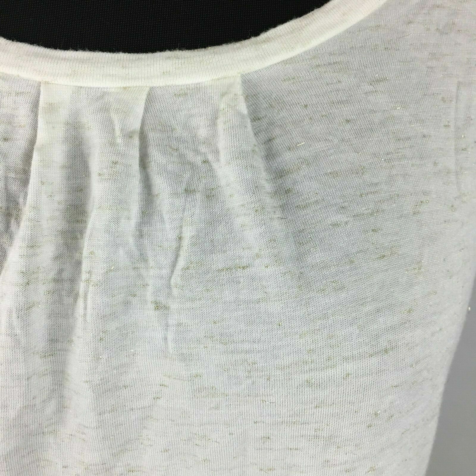 Kische T-Shirt Womens M White Gold Metallic Tie Bow Holiday Christmas New Years