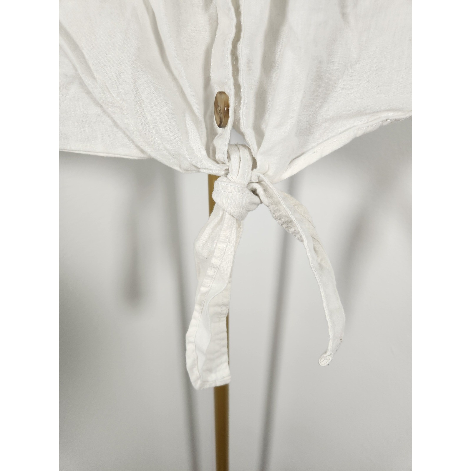 EXPRESS White Linen Cotton Button Front Tie Waist Tank Top Size Large