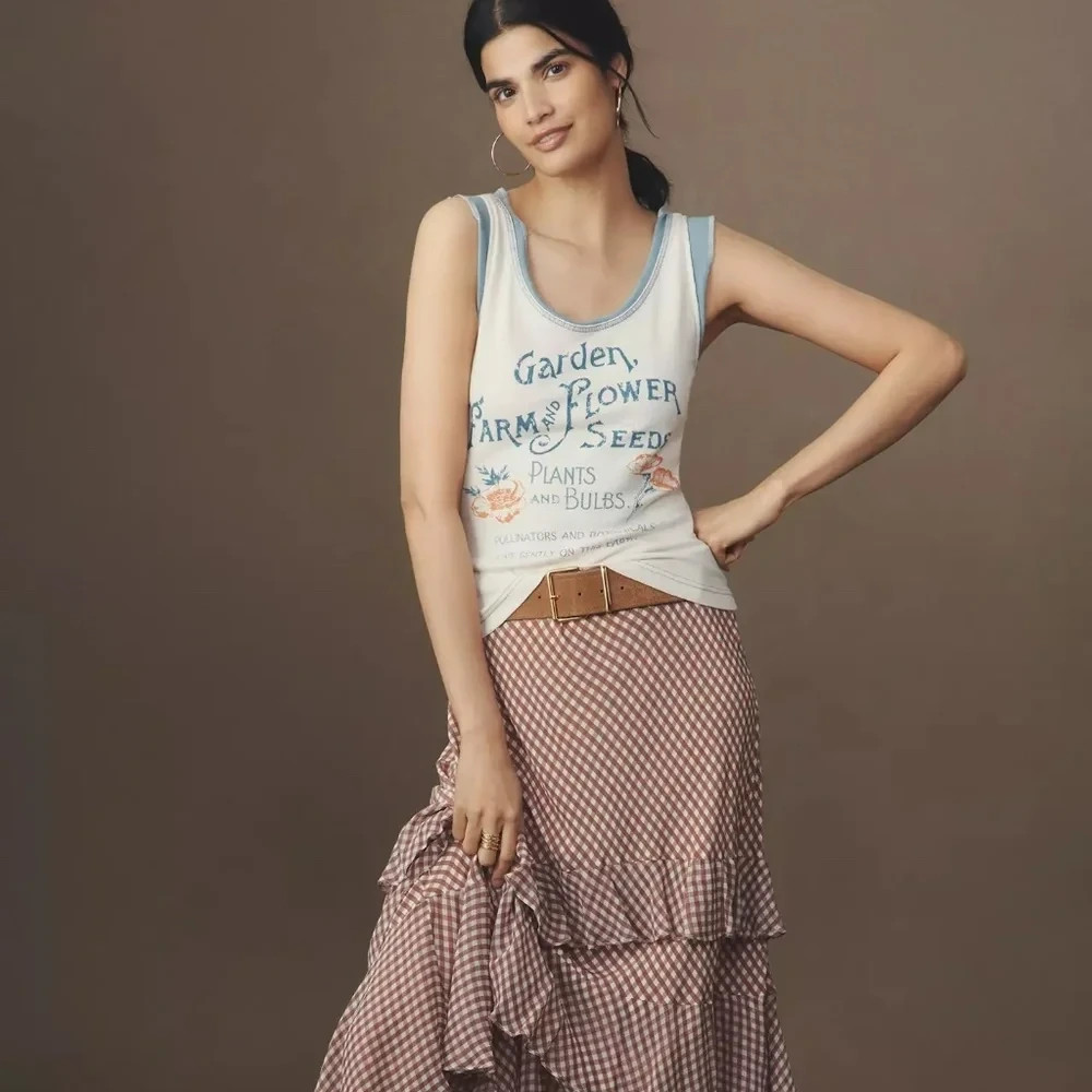 Anthropologie Pilcro Colorblock Muscle Tank Top FOR GARDEN FARM FLOWER LOVER NWT