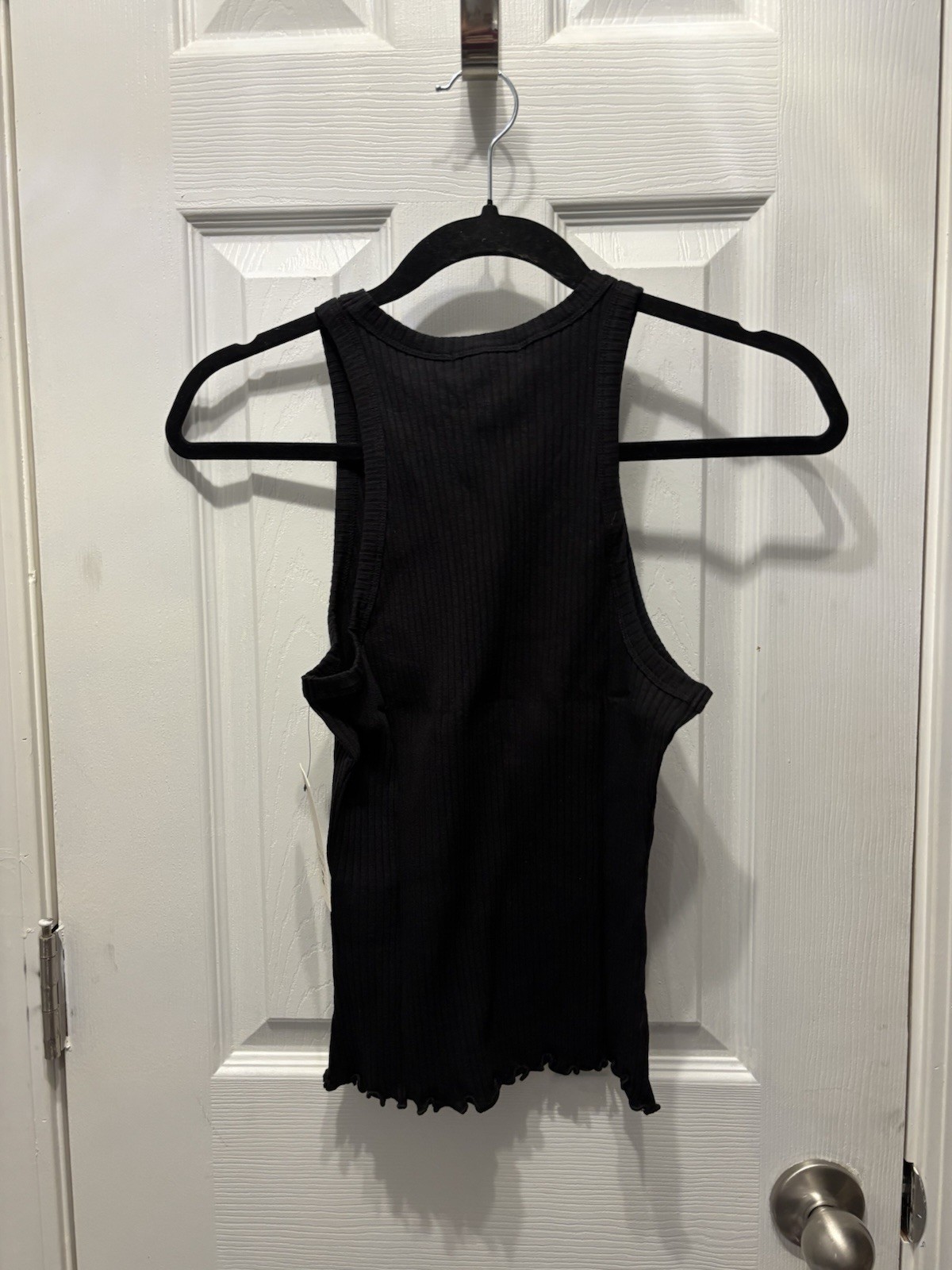 NWT Billabong Ribbed Tank Top Women’s Large Black Racerback Lettuce Hem $29.95