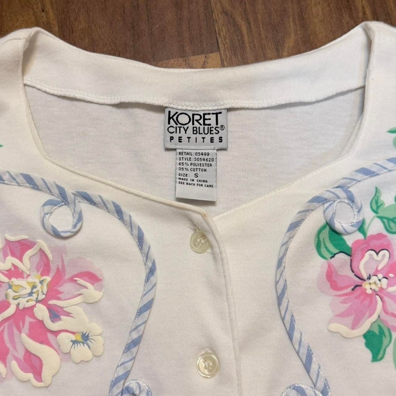0139 Vintage Koret City Blues white floral embroidered shirt