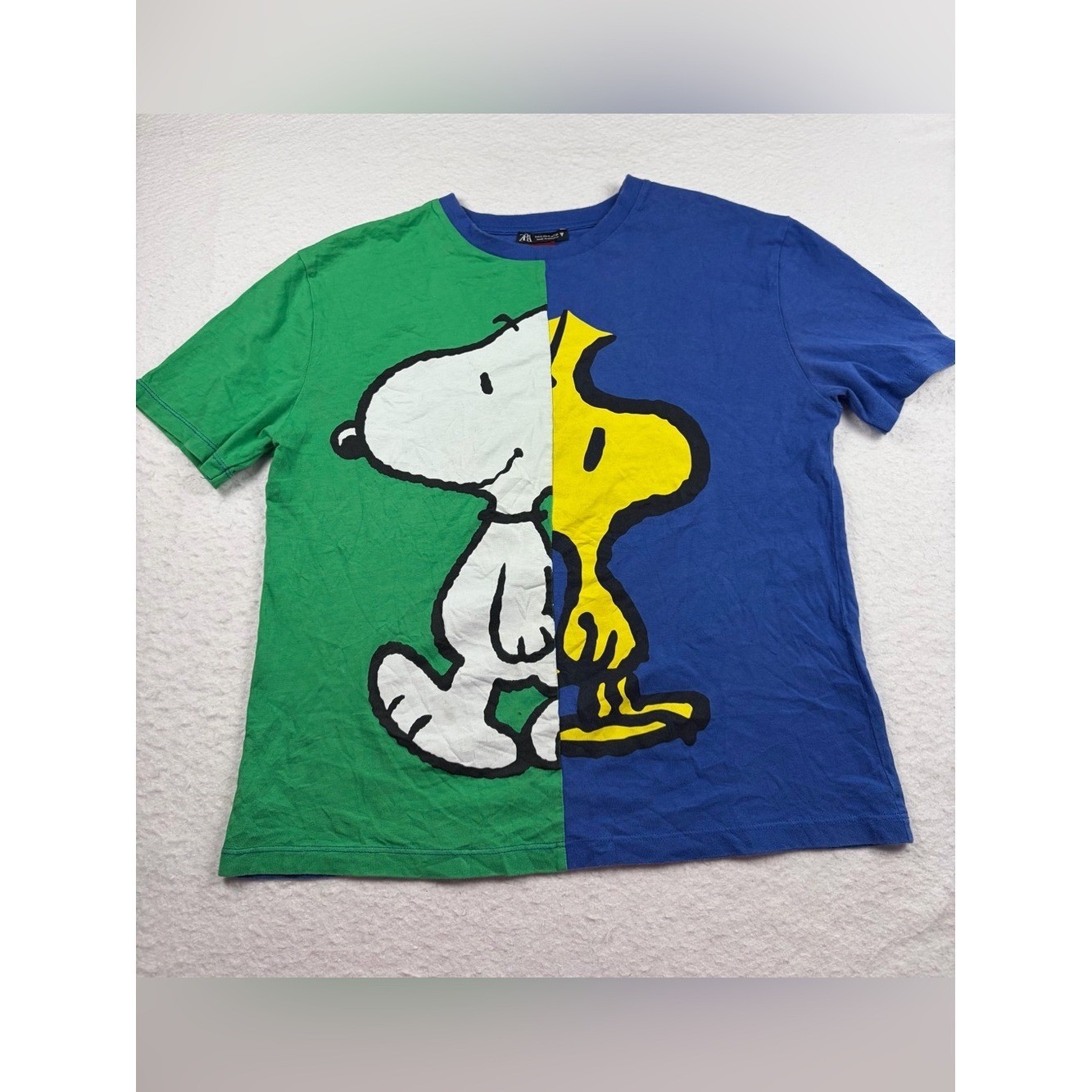 Zara x Peanuts Snoopy & Woodstock Colorblock Graphic Tee Size Small