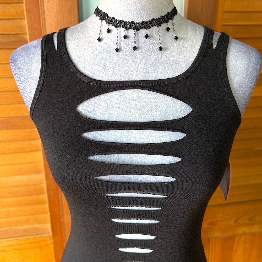 Demi Loon Punk Goth Emo Grunge “Gothique” Slashed Cutout Festival Tank L