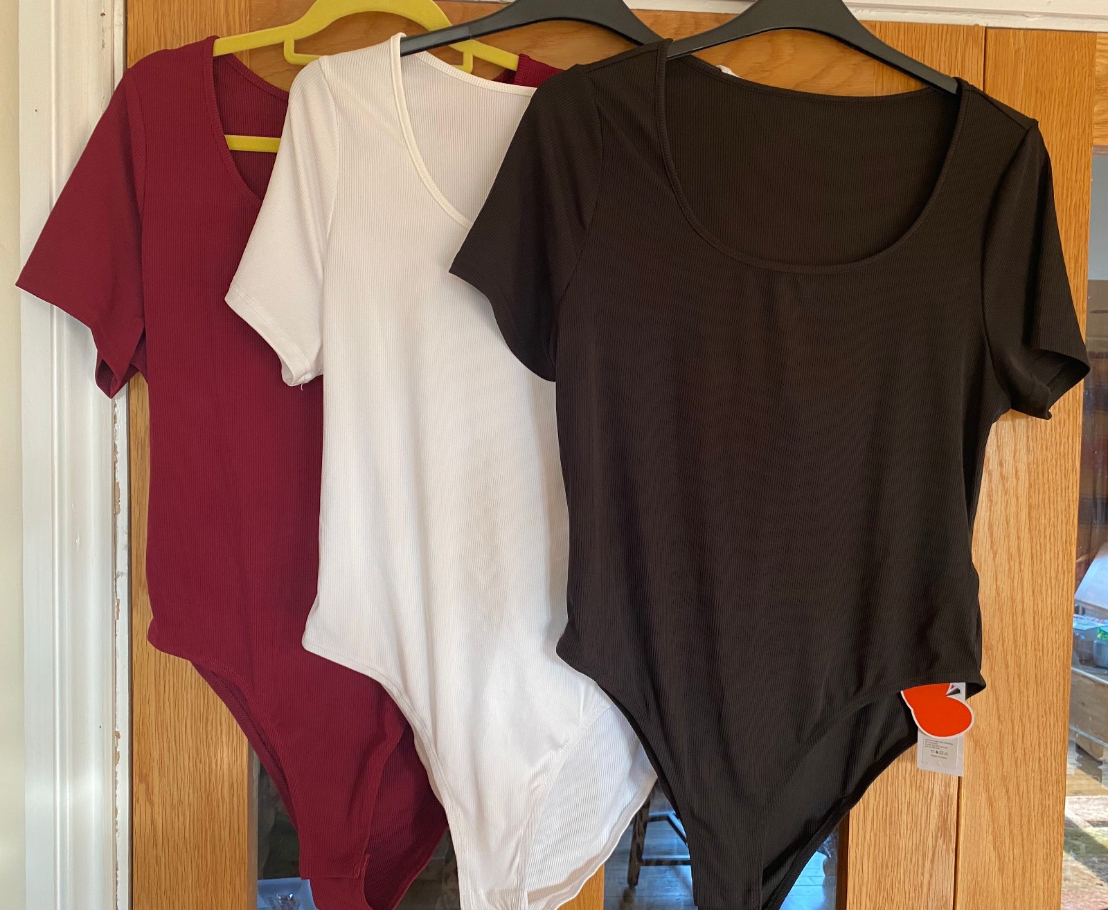 Pack of 3 Ribbed Bodysuits – size 1XL – BNWT – Black, White & Burgundy