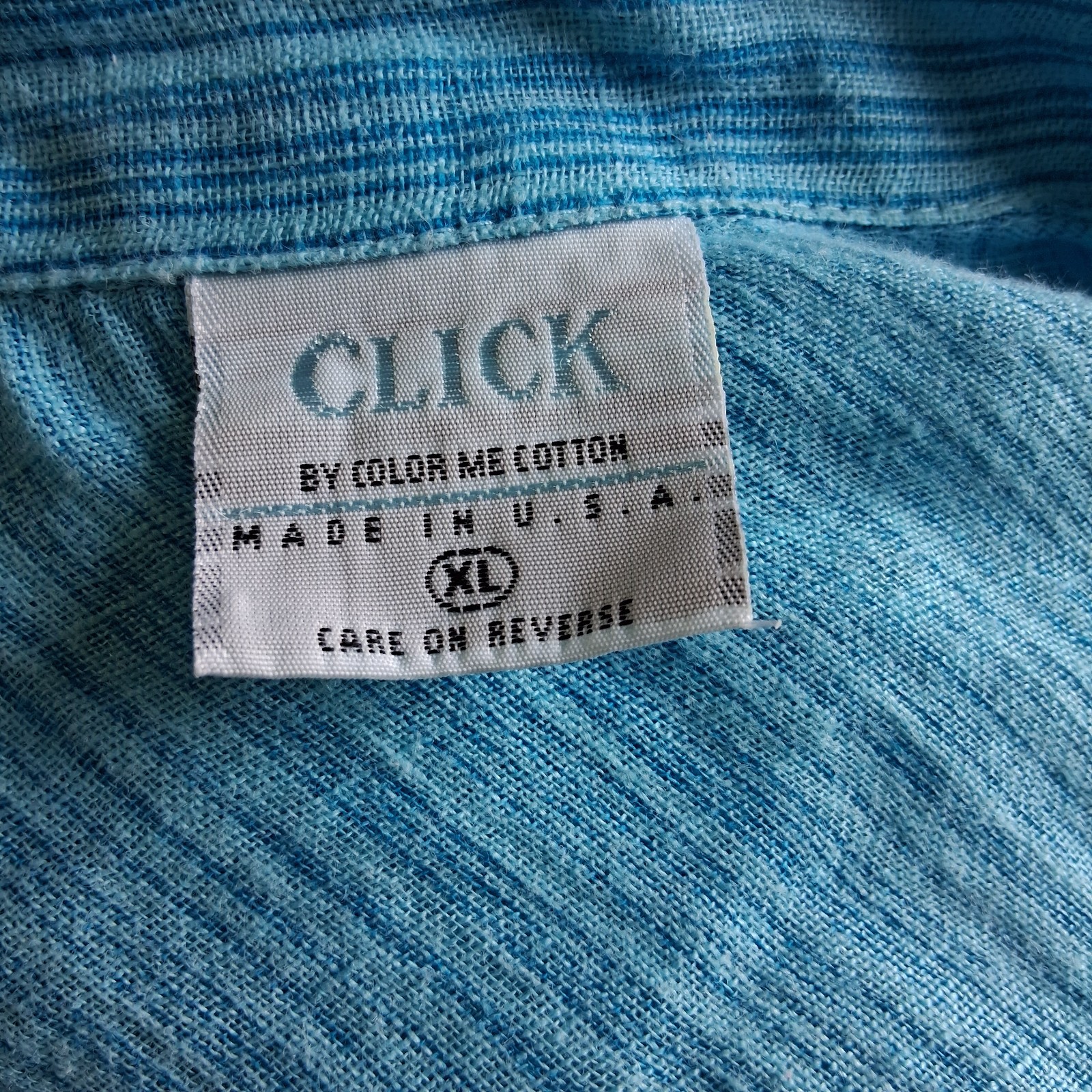 Click Color Me Cotton Linen Top Women’s XL Blue Stripe Button Front 3/4 Sleeve