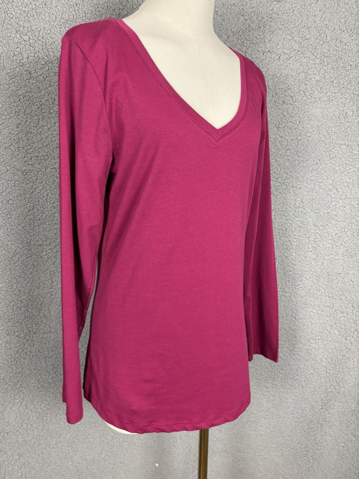 Aveto Juniors’ XL V-Neck Long Sleeve Top Beaujolais Stretchy Cotton Blend NWT’s