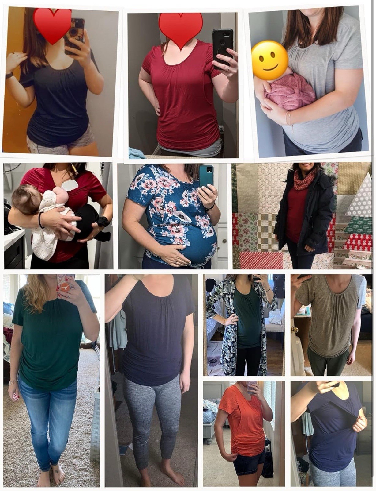 Women’s Nursing Tops for Breastfeeding 3Pack Maternity Shirts Double Layer S-XXL